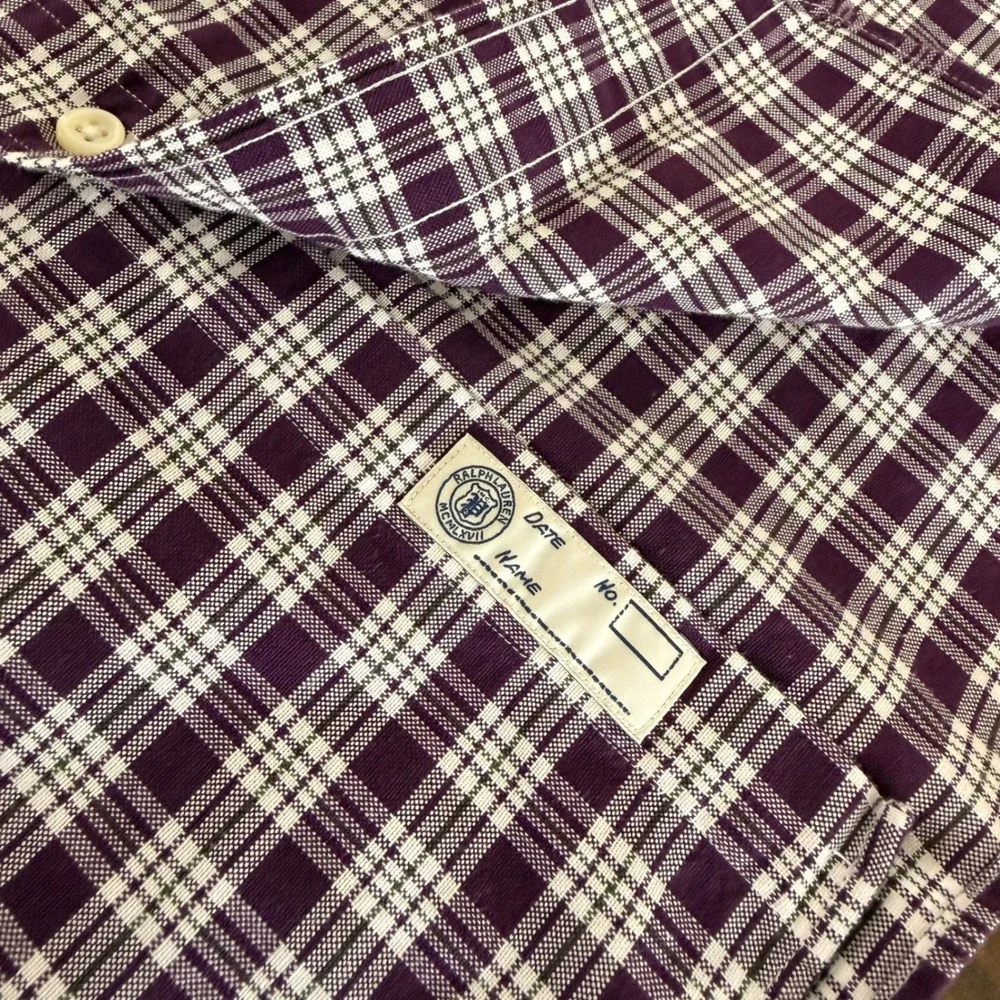 Polo Ralph Lauren Button Down Mens XL Pre-Owned Shirt Purple Plaid Classic Fit‎